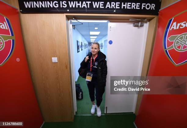 Beth Mead of Arsenal before in the changing room before the match between Arsenal Women and Manchester City Women at Bramall Lane on February 23,...