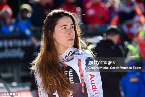 Sofia Goggia of Italy takes 1st place during the Audi FIS Alpine Ski World Cup Women's Downhill on February 23, 2019 in Crans Montana Switzerland.