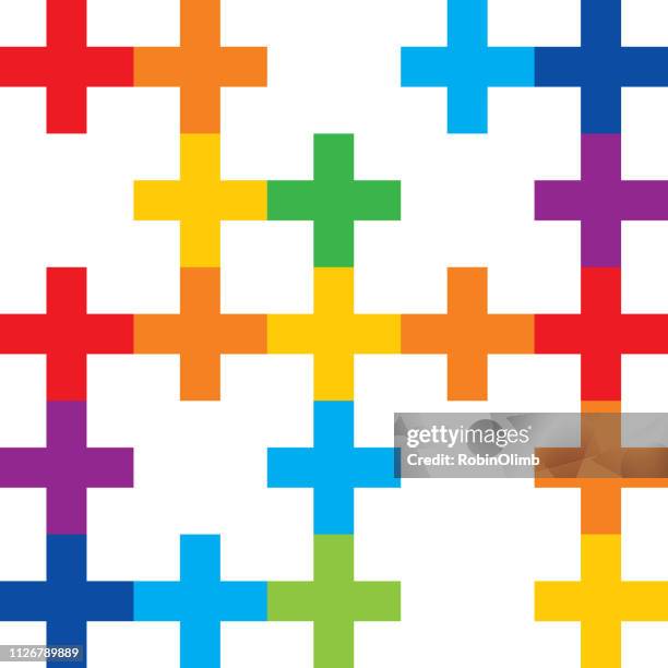 farbe abstract kreuzt nahtloses muster - plus zeichen stock-grafiken, -clipart, -cartoons und -symbole