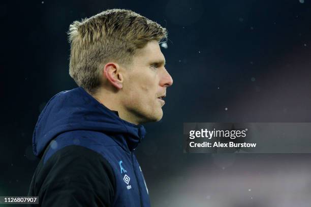 Alan Connell, Head Coach of AFC Bournemouth U18s looks on after the FA Youth Cup Fifth Round Match between AFC Bournemouth U18 and Aston Villa U18 at...