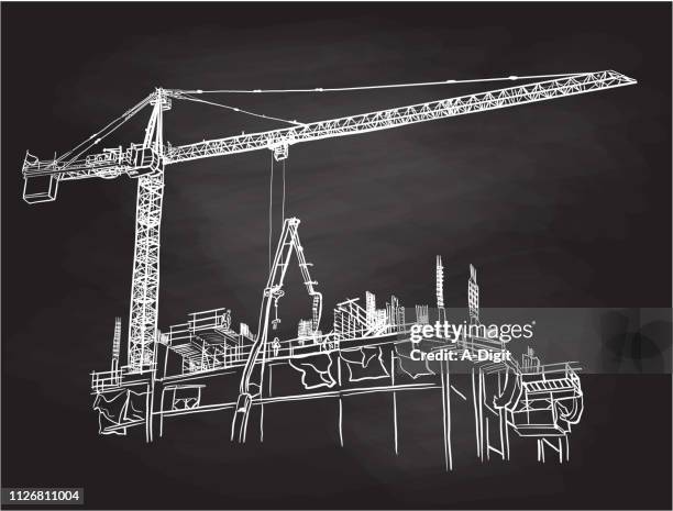 large construction crane chalkboard - crane vector stock illustrations