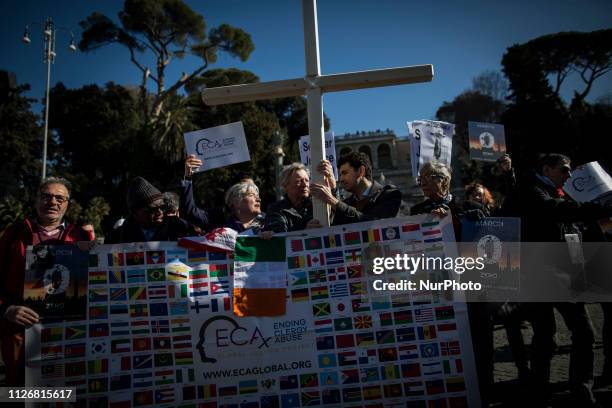 Sex abuse survivors and members of the ECA , march in downtown Rome on February 23, 2019. Eca is a global organization of prominent survivors and...