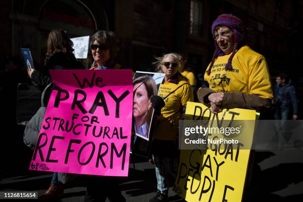 Sex abuse survivors and members of the ECA , march in downtown Rome on February 23, 2019. Eca is a global organization of prominent survivors and...