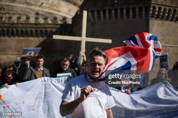 Sex abuse survivors and members of the ECA , march in downtown Rome on February 23, 2019. Eca is a global organization of prominent survivors and...