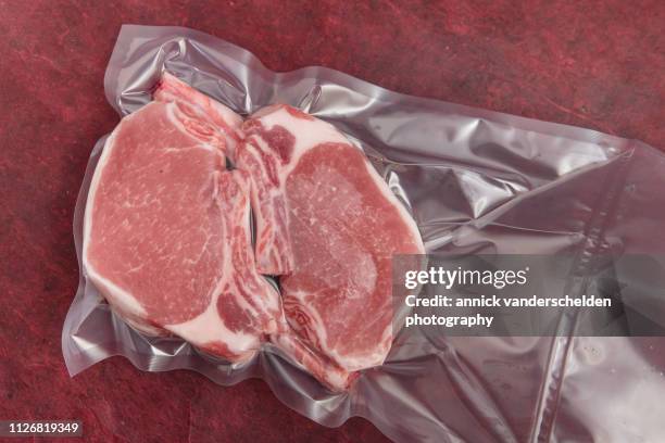 iberico pork cutlet - vacuum packed stock pictures, royalty-free photos & images