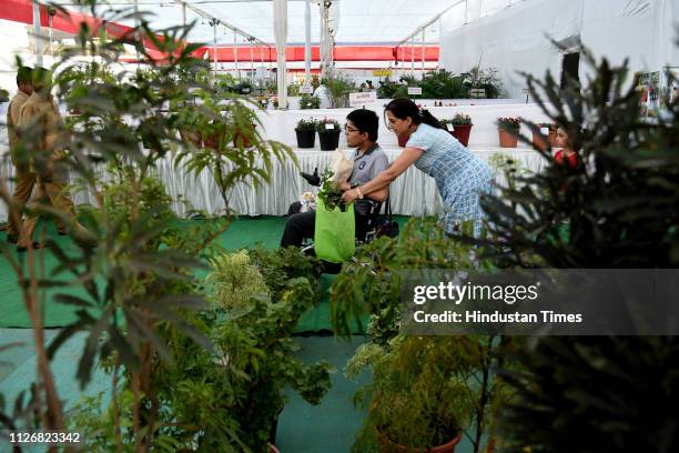 People visit at the 13th Flowers and plants exhibition date 22nd to 24th Feb 2019 organised by Navi Mumbai Municipal Corporation at Wonerds Park...