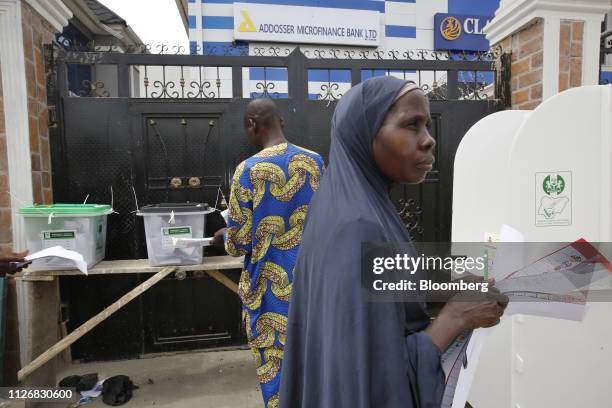 Voter casts a ballot at a polling station in Lagos, Nigeria, on Saturday, Feb. 23, 2019. Nigerians began voting in Africas biggest democracy in a...