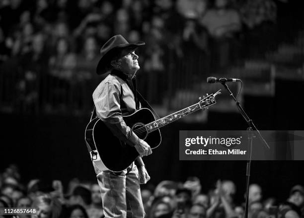 Recording artist George Strait performs as part of his Strait to Vegas engagements at T-Mobile Arena on February 01, 2019 in Las Vegas, Nevada.