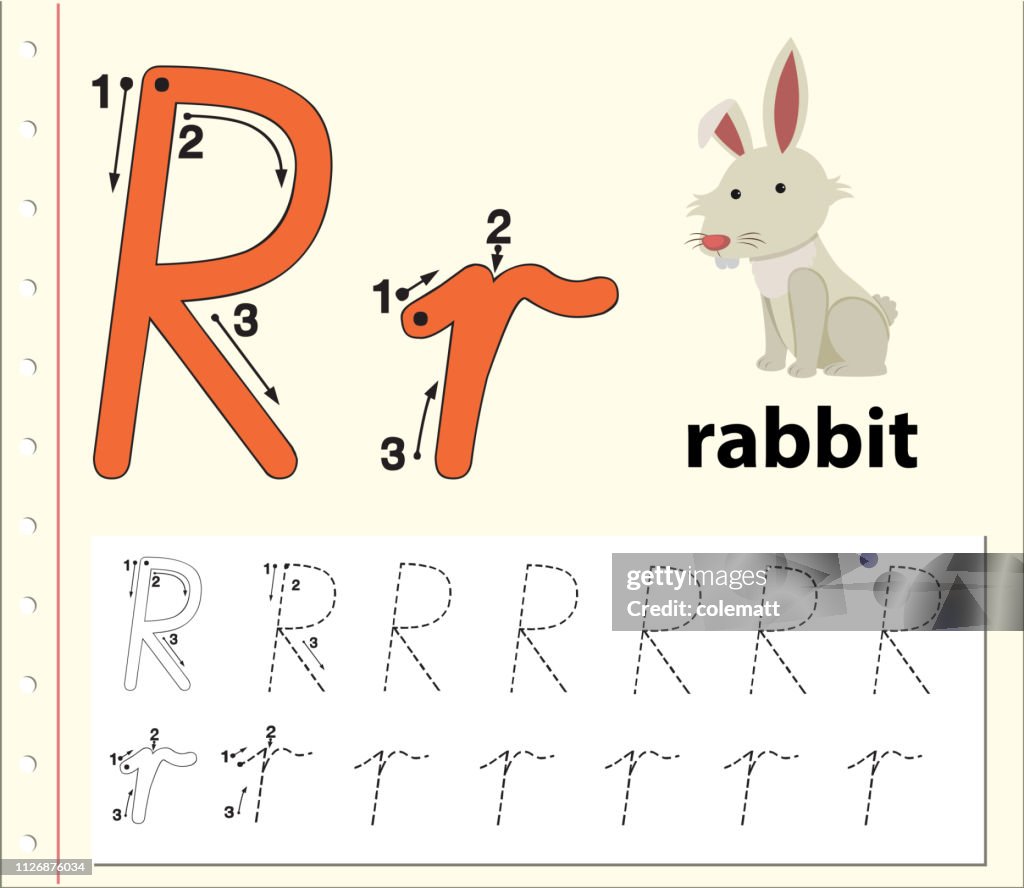 Letter R Tracing Alphabet Worksheets High-Res Vector Graphic - Getty Images