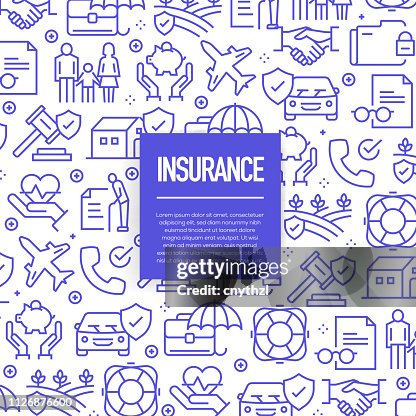 Insurance Pattern Vector Set Of Design Templates And Elements For Insurance In Trendy ...