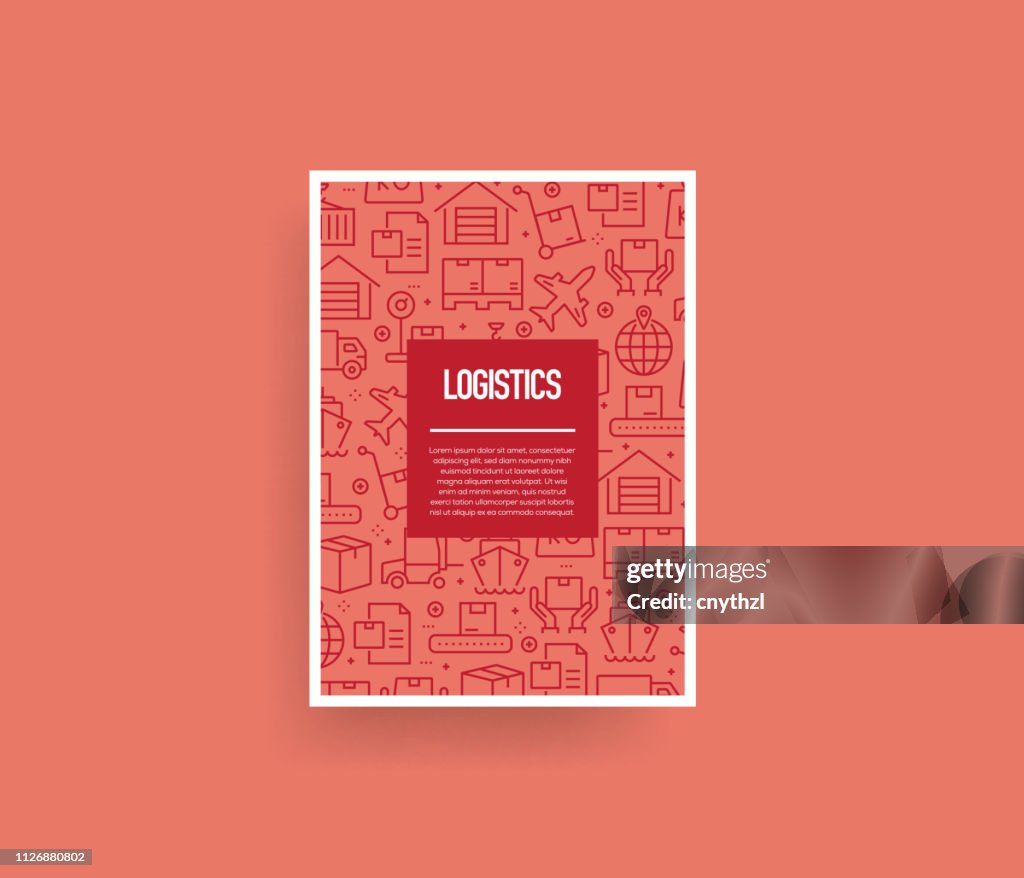 Vector set of design templates and elements for Logistics in trendy linear style - Seamless patterns with linear icons related to Logistics - Vector
