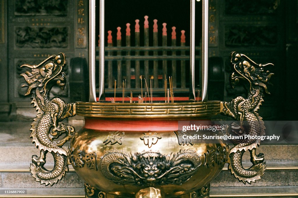 A incense burner at a temple