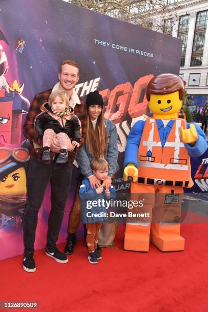 Greg Rutherford and family attend the multimedia screening of "The Lego Movie 2: The Second Part" at Cineworld Leicester Square on February 02, 2019...