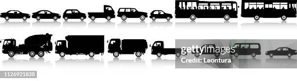 car silhouettes - traffic jam stock illustrations