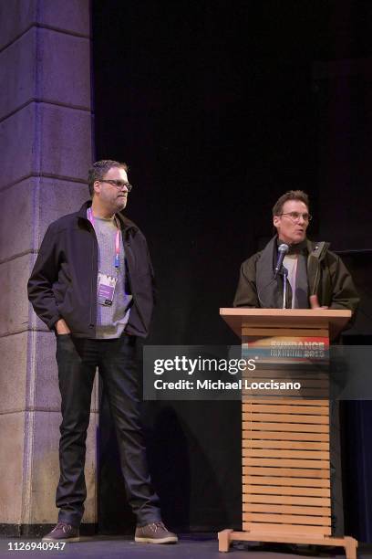 Directors Eduardo Sanchez and Daniel Myrick introduce the 20th anniversary special screening of the "The Blair Witch Project" during the 2019...