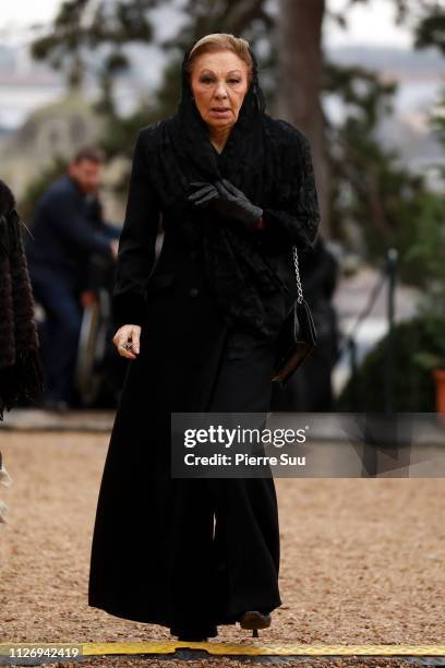 Farah Pahlavi attends the Funerals Of Prince Henri Of Orleans, Count Of Paris At Chapelle Royale on February 02, 2019 in Dreux, France.