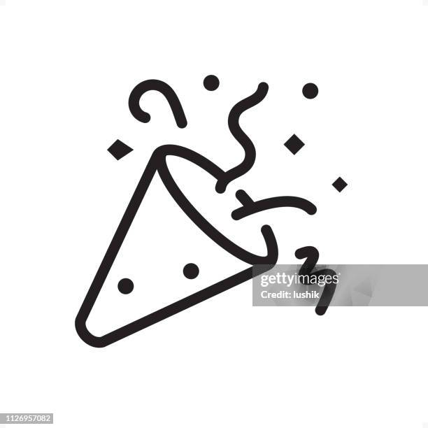 ilustrações de stock, clip art, desenhos animados e ícones de party popper icon - pixel perfect outline - celebração