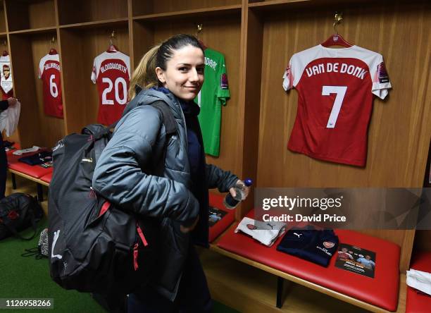 Danielle van de Donk of Arsenal before in the changing room before the match between Arsenal Women and Manchester City Women at Bramall Lane on...