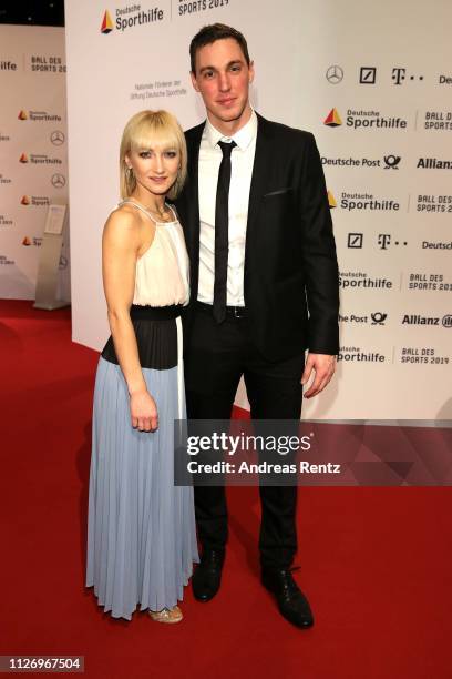 Aljona Savchenko and Bruno Massot attend Ball des Sports 2019 Gala at RheinMain CongressCenter on February 02, 2019 in Wiesbaden, Germany.