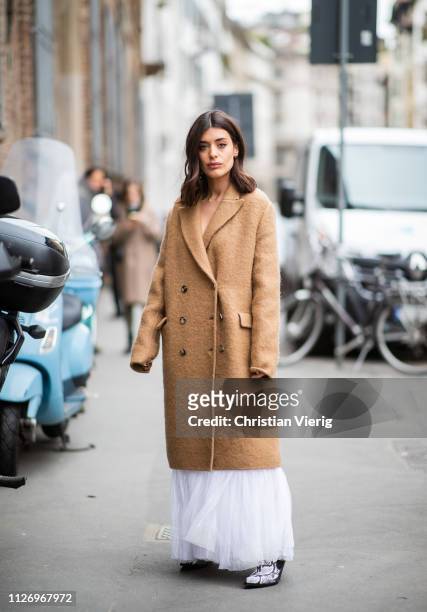 Aida Domenech attends the Ermanno Scervino show at Milan Fashion Week Autumn/Winter 2019/20 on February 23, 2019 in Milan, Italy.