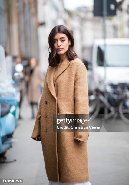 Aida Domenech attends the Ermanno Scervino show at Milan Fashion Week Autumn/Winter 2019/20 on February 23, 2019 in Milan, Italy.