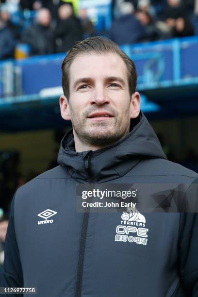 Jan Siewert head coach of Huddersfield Town during the Premier League match between Chelsea FC and Huddersfield Town at Stamford Bridge on February...
