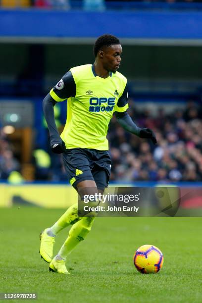 Adama Diakhaby of Huddersfield Town during the Premier League match between Chelsea FC and Huddersfield Town at Stamford Bridge on February 02, 2019...