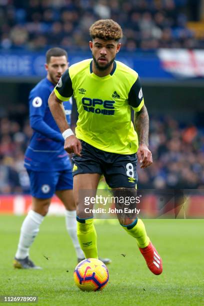 Philip Billing of Huddersfield Town during the Premier League match between Chelsea FC and Huddersfield Town at Stamford Bridge on February 02, 2019...