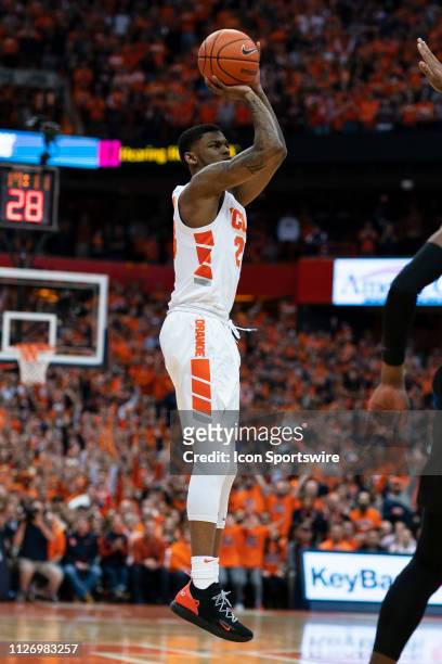 Syracuse Orange Guard Frank Howard shoots a jump shot during the first half of the game between the Duke Blue Devils and the Syracuse Orange on...
