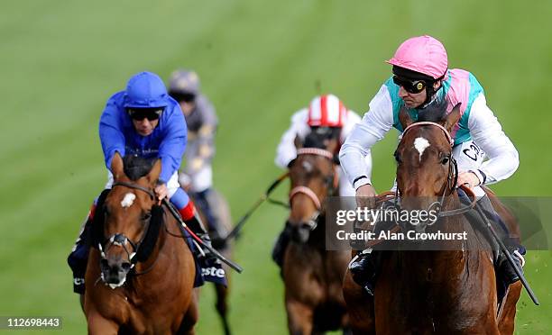 Michael Hills riding Slumber wins the Investec Derby Trial at Epsom racecourse on April 20, 2011 in Epsom, England