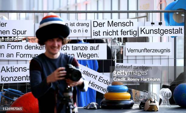 Particiant takes part at the opening of the centenary program of the Bauhaus Dessau museum on February 23, 2019 in Dessau, Germany. Germany is...