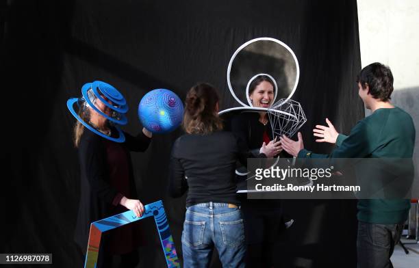 Attendees take part at the opening of the centenary program of the Bauhaus Dessau museum on February 23, 2019 in Dessau, Germany. Germany is...