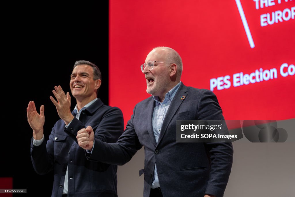 Frans Timmermans (R), PES Common Candidate and Pedro Sanchez...