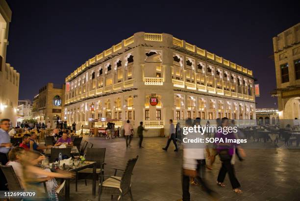 People seen at Souq Waqif at night, Doha, Qatar.