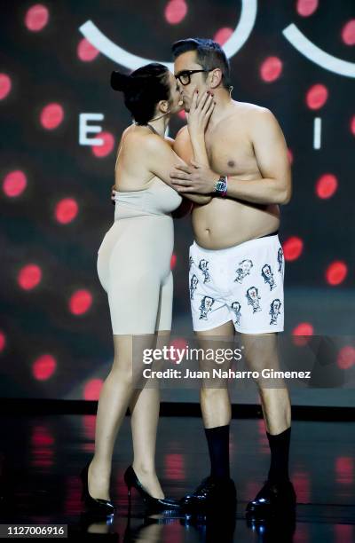 Silvia Abril and Andreu Buenafuente attend the 33rd edition of the 'Goya Cinema Awards' ceremony at Palacio de Congresos y Exposiciones FIBES on...