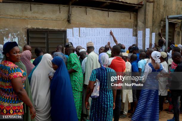 Voters queue at Oke-Koto, Agege during the 2019 Presidential and National Assembly elections in Lagos on Saturday, February 23, 2019. Photo by...