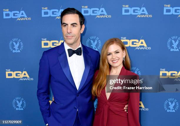 Sacha Baron Cohen and Isla Fisher attend the 71st Annual Directors Guild Of America Awards at The Ray Dolby Ballroom at Hollywood & Highland Center...