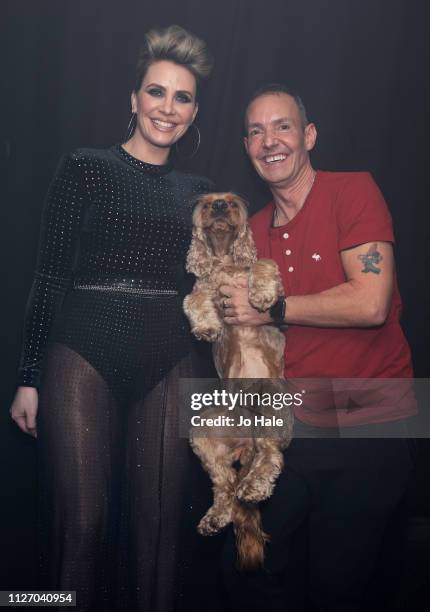 Clare Richards poses backstage with Jacob and Jeremy Joseph at G-A-Y on February 02, 2019 in London, England.