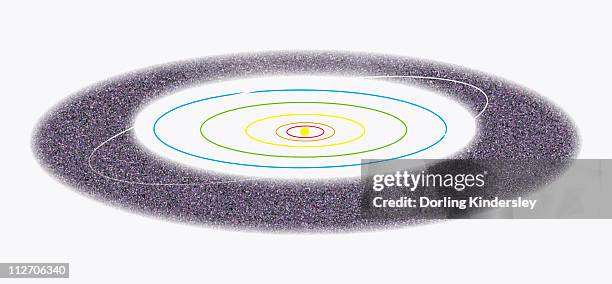 illustration of kuiper belt - solar system white background stock illustrations
