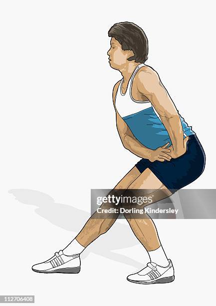 illustration of woman stretching hamstring - stretching hamstring stock illustrations