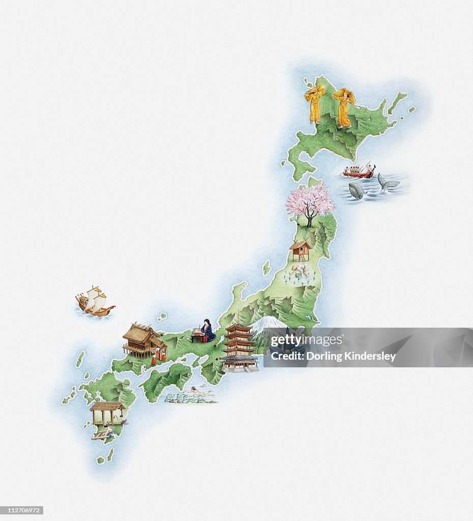 Illustrated map of ancient Japan