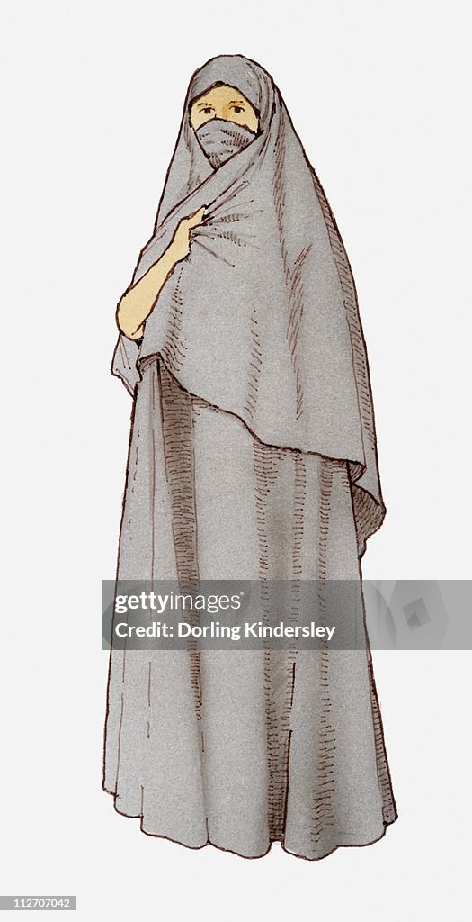 Illustration of woman in burka