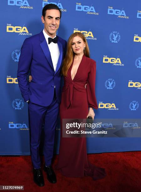 Sacha Baron Cohen, Isla Fisher attends the 71st Annual Directors Guild Of America Awards at The Ray Dolby Ballroom at Hollywood & Highland Center on...