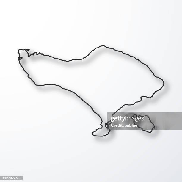 bali map - black outline with shadow on white background - bali stock illustrations