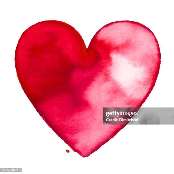 red watercolor painted heart - flirting stock illustrations