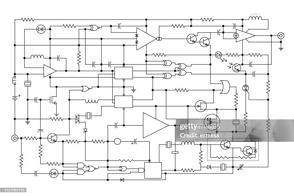 Circuit Code Electronic Project Schematic Circuit Diagram High-Res Vector Graphic ...