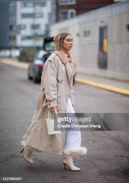 Lisa Olsson is seen outside Baum und Pferdgarten during the Copenhagen Fashion Week Autumn/Winter 2019 - Day 3 on January 31, 2019 in Copenhagen,...