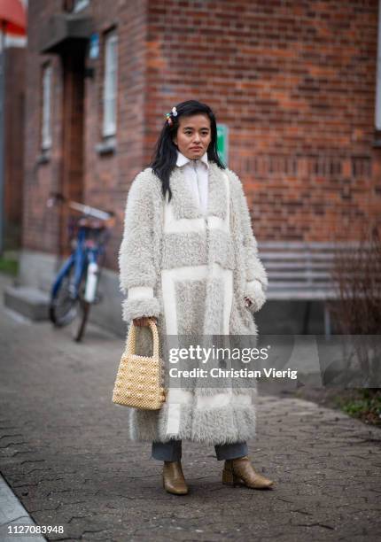 Olivia Lopez is seen outside Baum und Pferdgarten during the Copenhagen Fashion Week Autumn/Winter 2019 - Day 3 on January 31, 2019 in Copenhagen,...