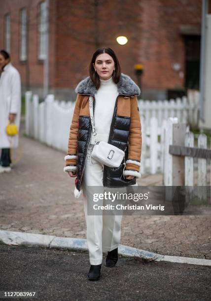 Madelynn Furlong is seen outside Baum und Pferdgarten during the Copenhagen Fashion Week Autumn/Winter 2019 - Day 3 on January 31, 2019 in...