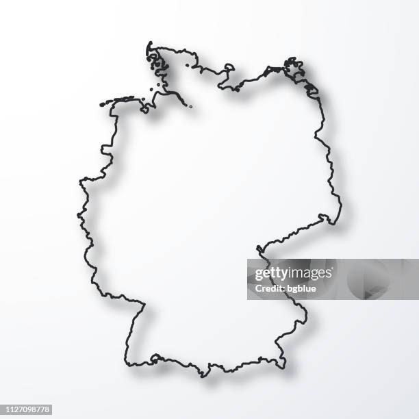 germany map - black outline with shadow on white background - german style icons stock illustrations